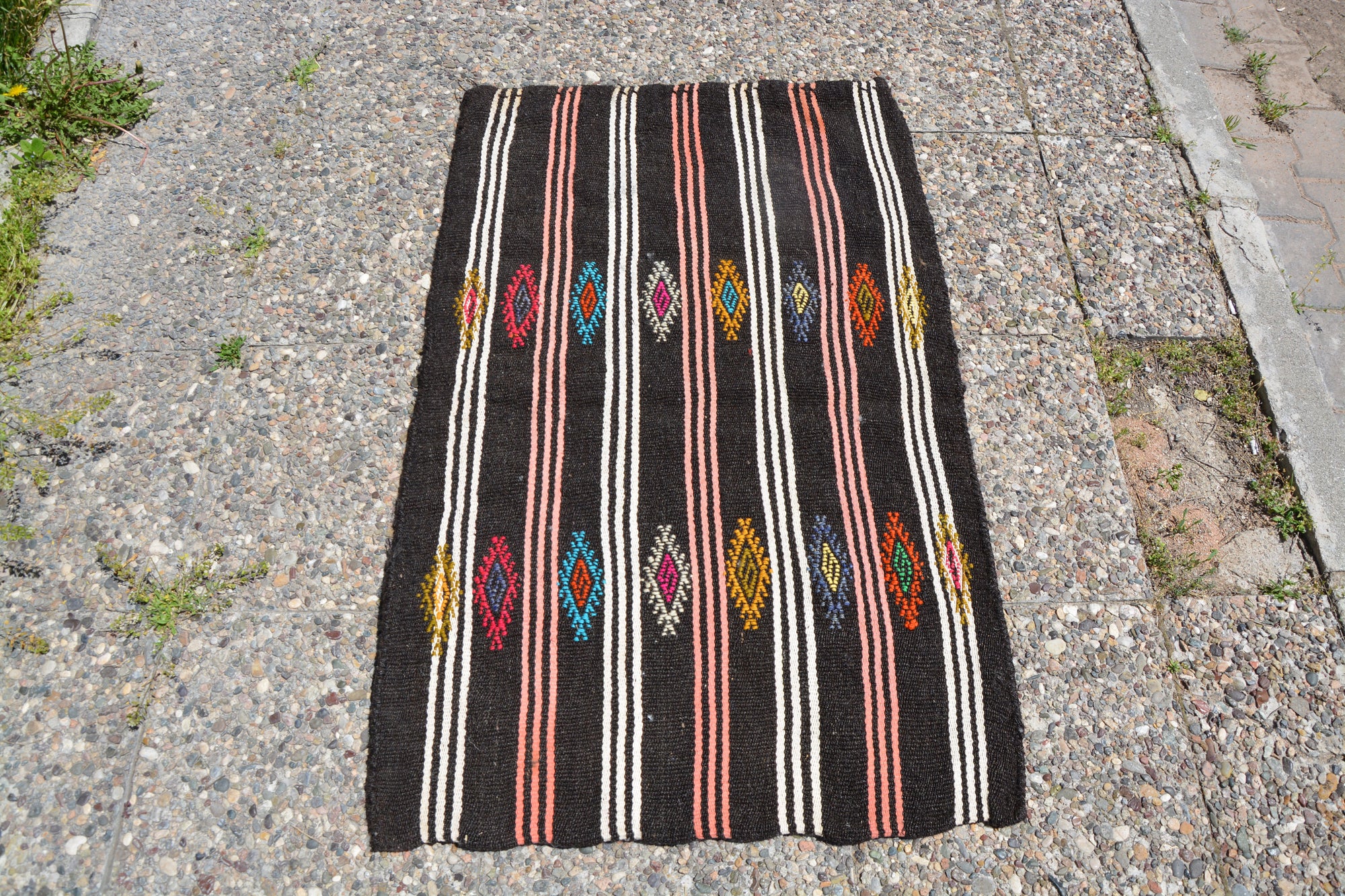 Persian Chuval Rug, Turkish Kilim Rug, Oushak Rug, Oriental Rug, Vintage Rug, Old Rug, Kilim Carpet, Traditional Rug,  2.3 x 3.8 Feet LQ169