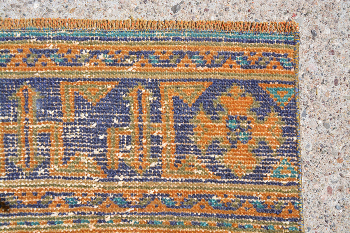 Orange Oriental Rug, Vintage Rug, Colorful Rug, Turkish Rug Runner, Oushak Rug, Rectangular Rug, Anatolian Rug, 2.4 x 10.9 Feet LQ192
