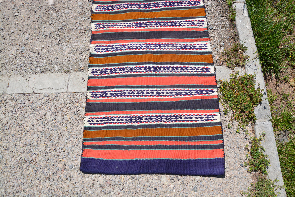 Large Boho Rug, Turkey Rug, Turkish Rug 2x5, Pastel Rug, Vintage Chuval Rug, Vintage Rugs, Oushak Vintage Rug,         2.1 x 4.5 Feet LQ207