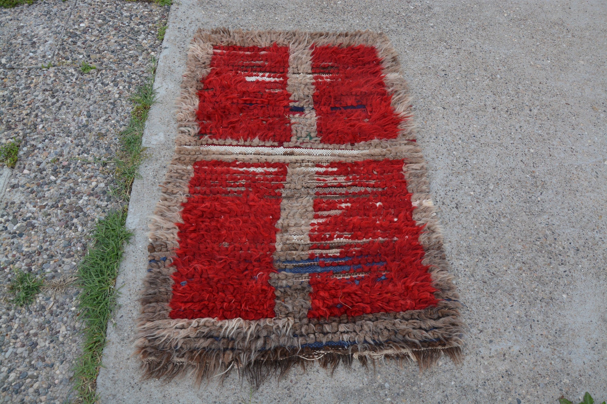 Red Small Oushak Rug, Small Vintage Rug, Small Entry Rug, Turkish Tulu Rug, Turkish Rug, Vintage Rug, Antique Rug,   2.4 x 3.9 Feet LQ281