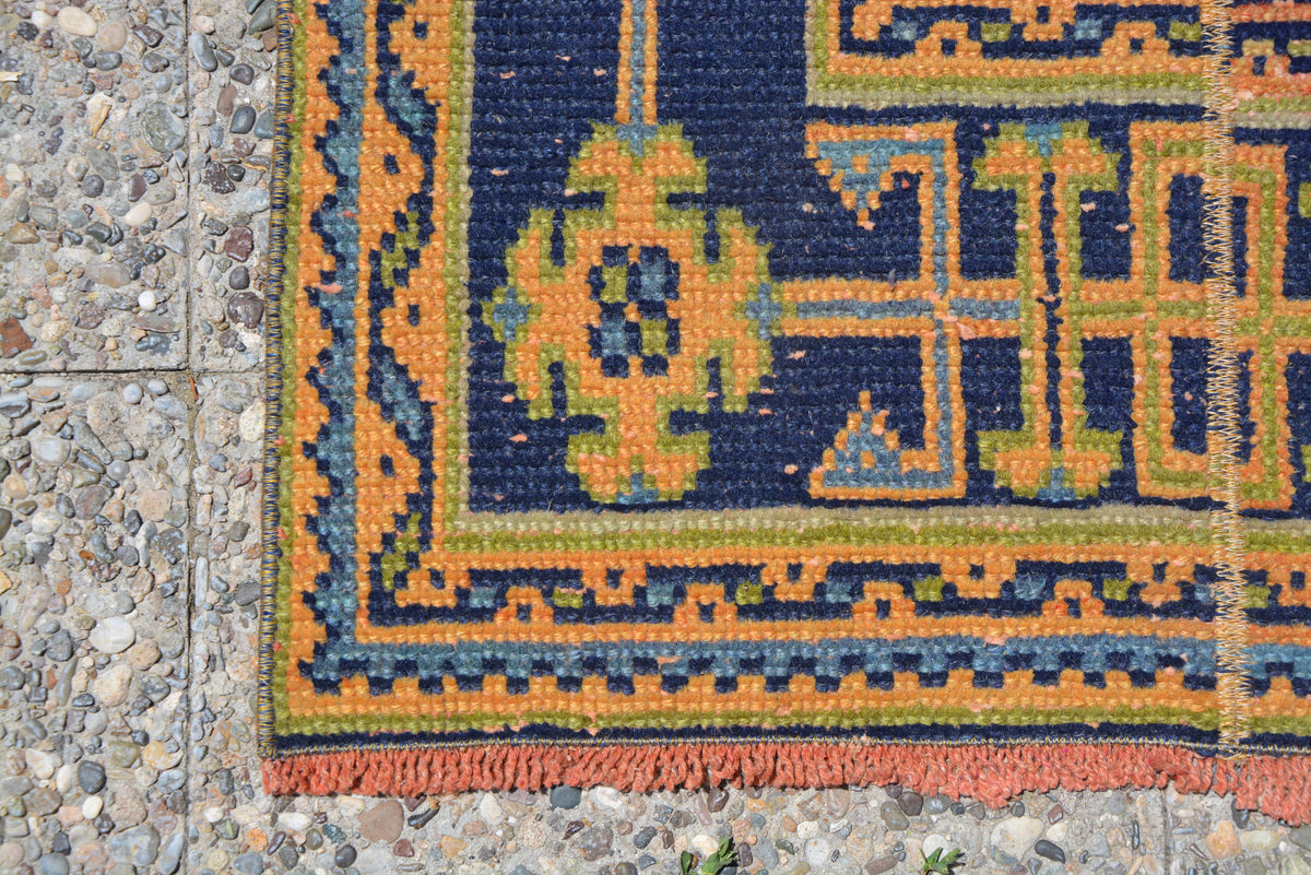 Runner Decorative Rug, Anatolian Rug, Door Mat Rug, Handwoven Rug, Vintage Small Rug, Oushak Orange Kilim Boho Rug,   2.4 x 11.1 Feet LQ218