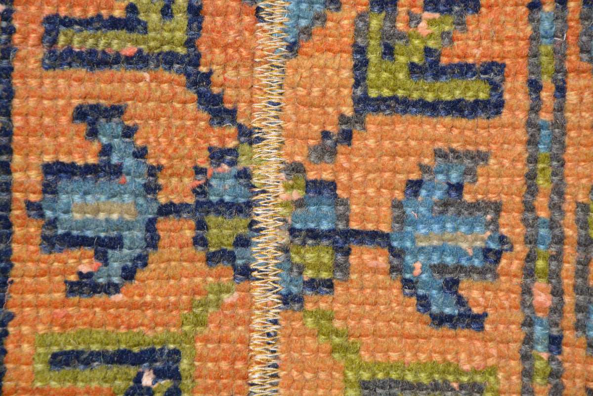 Runner Decorative Rug, Anatolian Rug, Door Mat Rug, Handwoven Rug, Vintage Small Rug, Oushak Orange Kilim Boho Rug,   2.4 x 11.1 Feet LQ218
