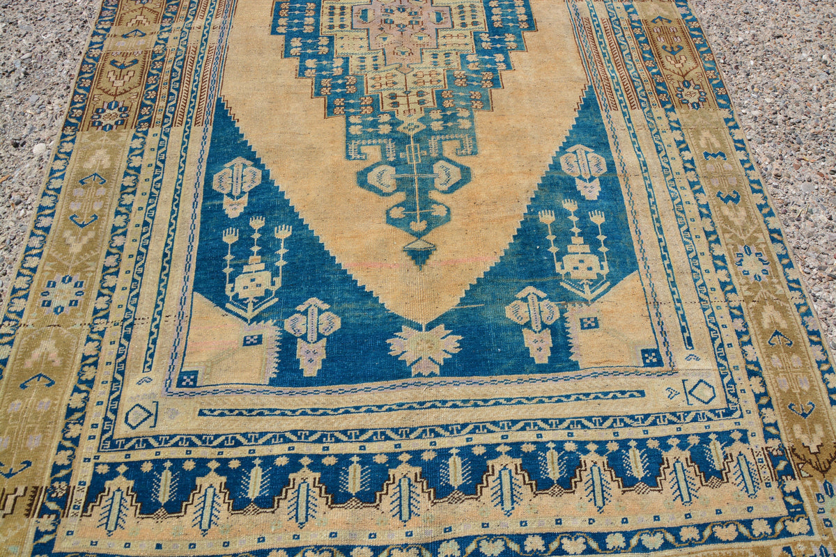 Turkish Home Decor Rug, Salmon Traditional Rug, Blue Handmade Rug, Oversized Kilim Rugs, Large Vintage Rug,    5.8 x 11.1 Feet LQ230