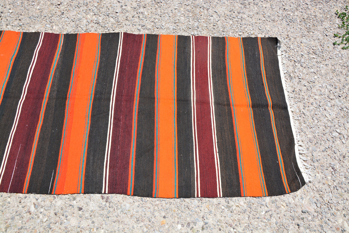 Turkish Tapis Kilim, Ottoman Kilim Rug, Turkish Runner Rug, Kilim Striped Rug, Patterns Small Rug, Small Kitchen Rug,  2.7 x 10.6 Feet LQ237