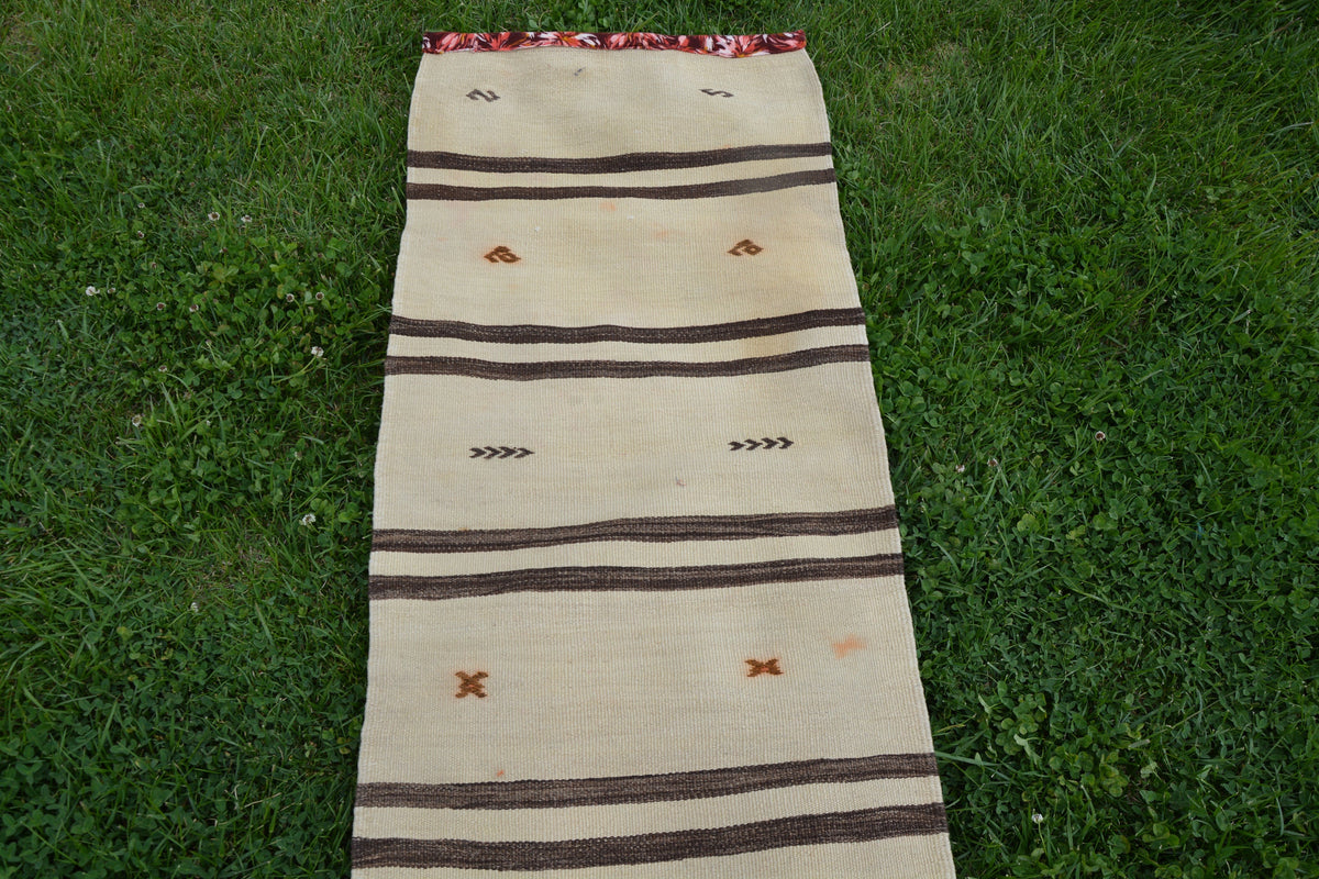 Small Turkish Rugs, Beige Boho Kilim Rug, Kilim Ottoman, Turkey Rug, Turkish Kilim Runner, Decorative Kilim Rug,    1.8 x 8.5 Feet LQ240