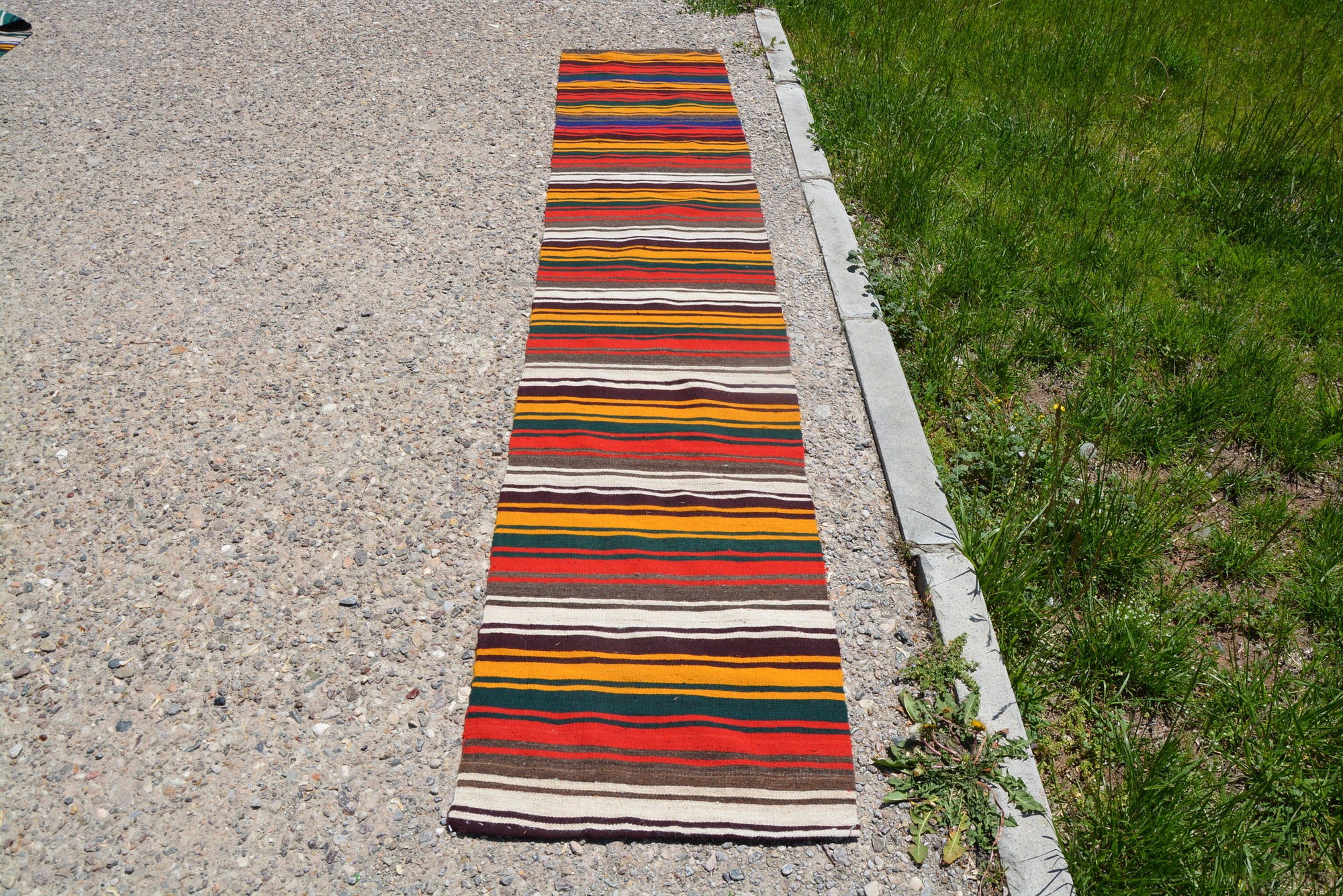Antique Runner Small Oushak Rugs, Pastel Rug, Ethnic Rug, Carpet Rug, Faded Rug, Small Striped Rug, Turkish Rug,      1.8 x 9.7 Feet LQ264