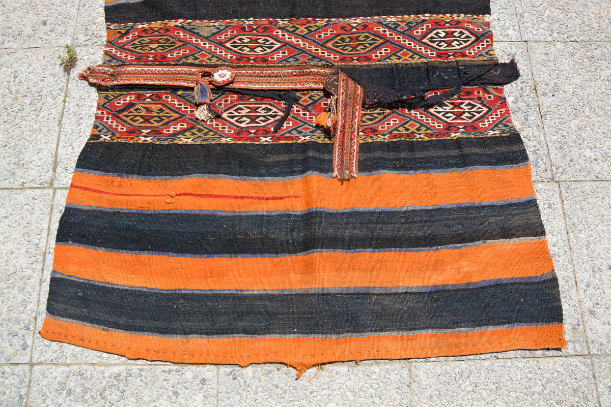 Turkish Rug, Antique Rug, Kilim Rug, Oriental Rug, Terracotta Rug, Oushak Rug, Orange Rug, Area Rug,  3.2 x 4.5 Feet LQ273