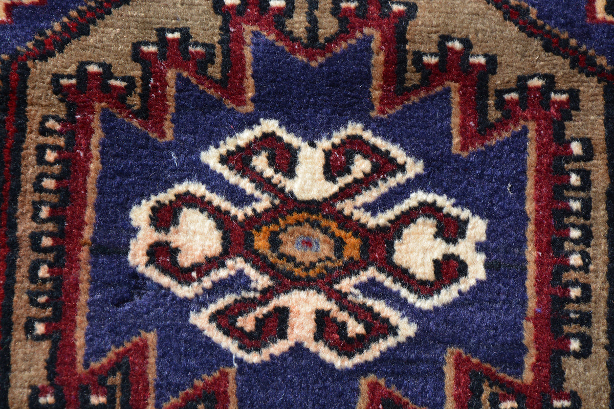 Red Morrocan Rug, Oriental Berber Rug, Kelim Rug, Art Deco Rug, Old Rug, Blue Beni Rug, Berber Teppich,      3.1 x 5.8 Feet LQ370
