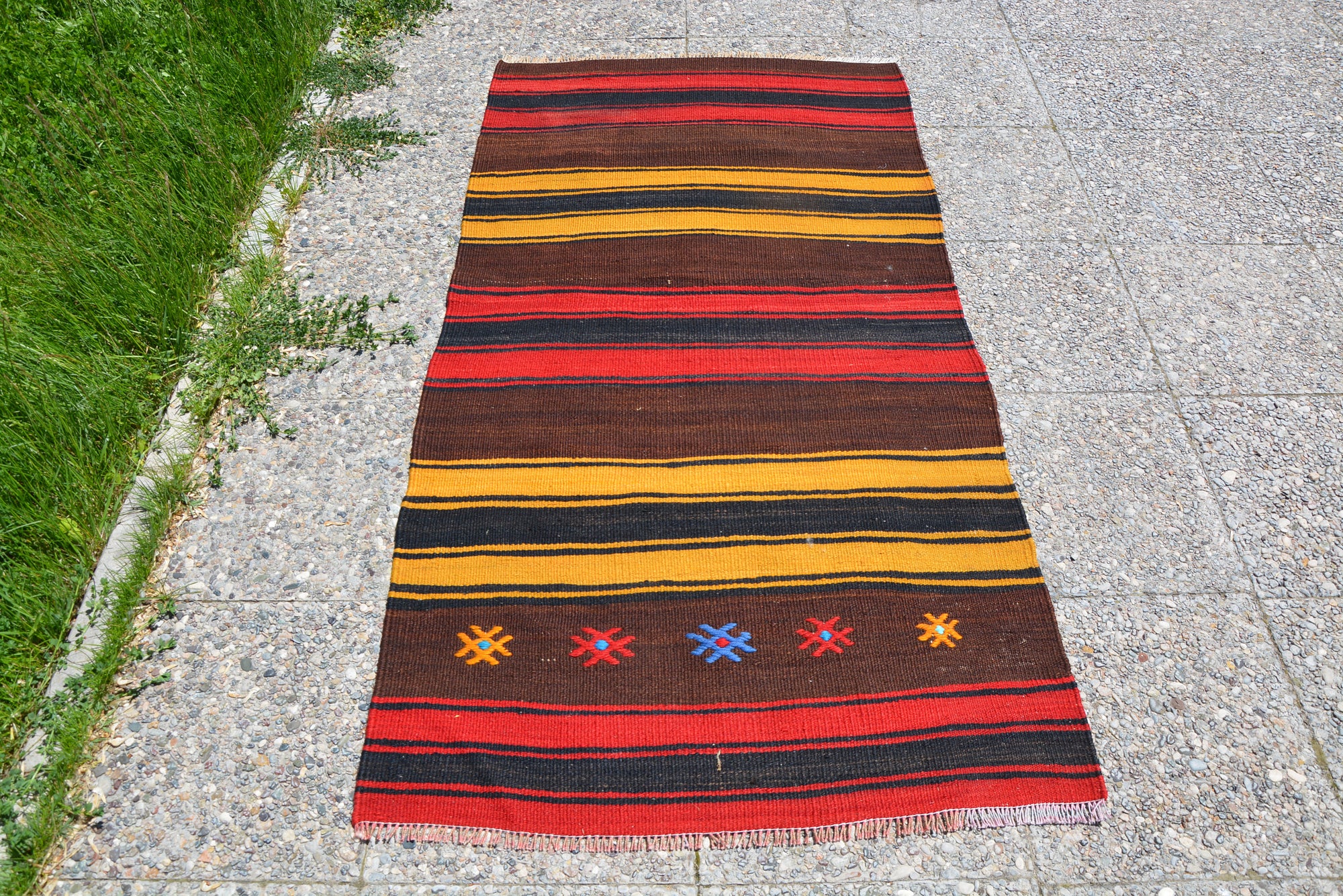 Ethnic Rug, Brown Rug, Boho Decor Rug, Large Rug, Doormat Rug, Vintage Small Rug, Faded Rug, Turkish Rug,         3.0 x 5.9 Feet LQ380