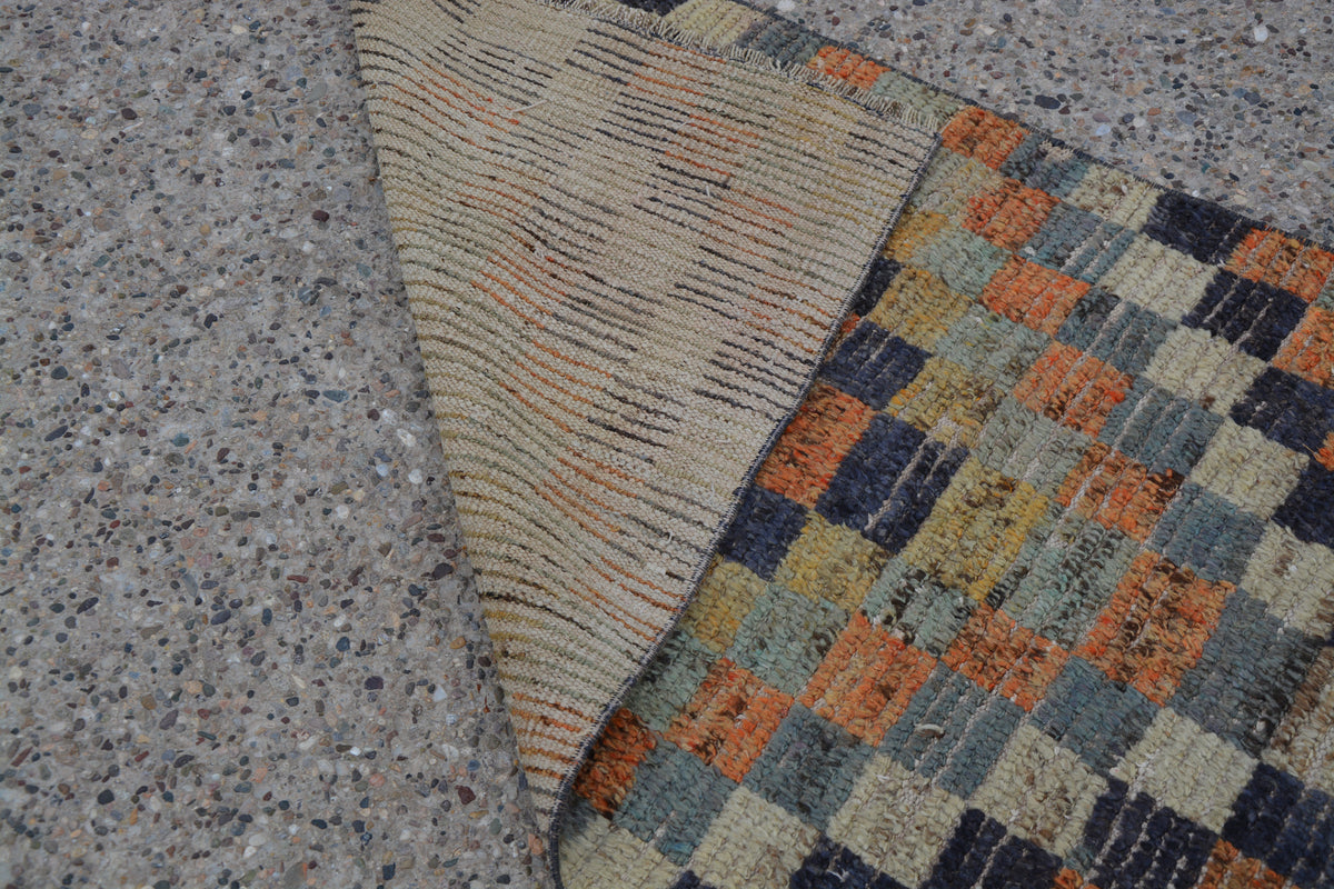Handspun Wool Rug, Oushak Rug, Vintage Colorful Rugs, Traditional Rug, Geometric  Oushak Soft Rug, Muted Rug,        2.6 x 8.6 Feet LQ310