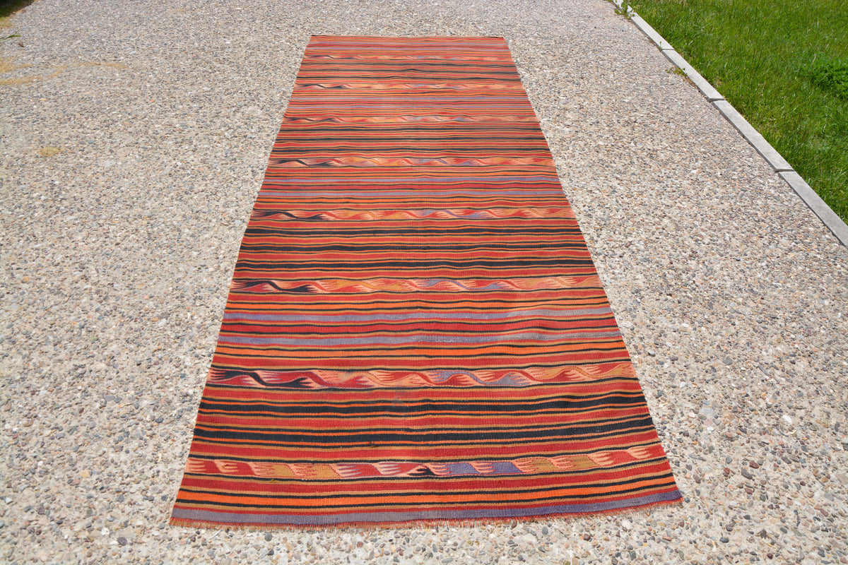 Large Kilim Rug, Colorful Rug, Antique Rug, Living Room Rug, Hand Woven Rug, Persian Rugs, Persian Oushak Rug,       3.7 x 10.1 Feet LQ339