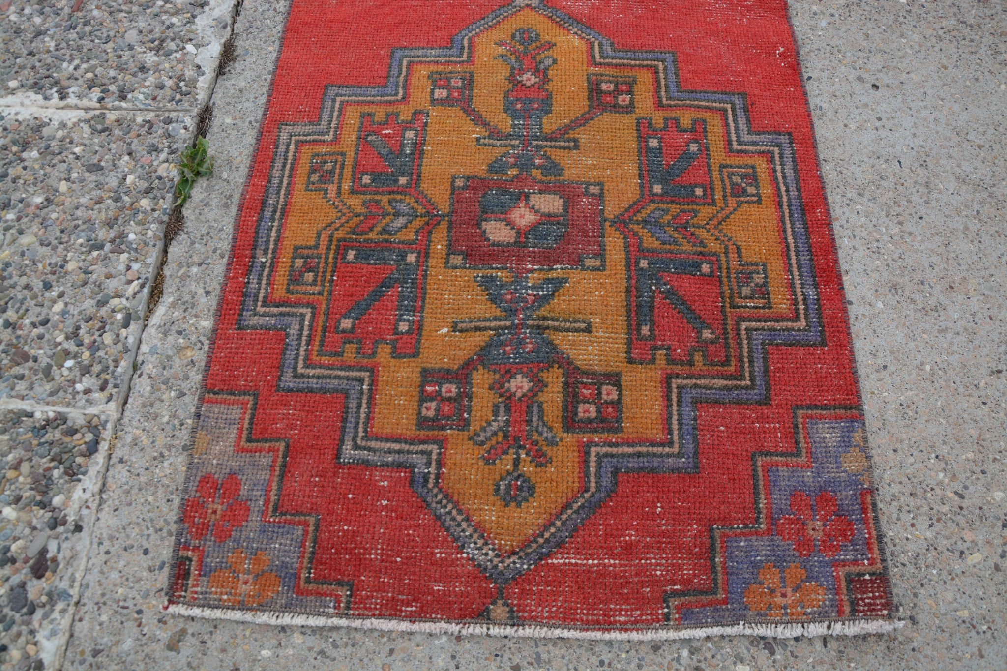 Hallway Rug, Colorful Rug, Hand knotted Rug, Antique Turkish Rug, Turkish  Area Rug, Vintage Area Rug, Small Area Rug, 1.5 x 3.1 Feet AG1895