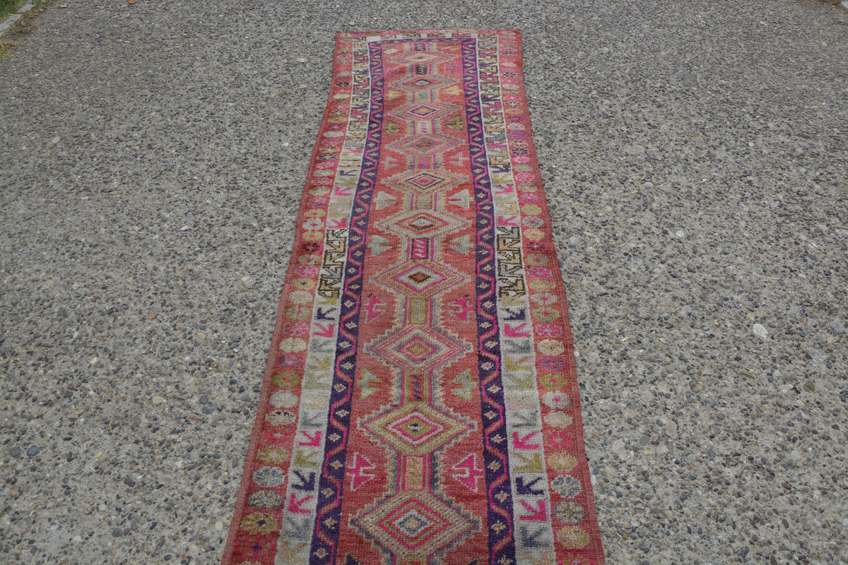 Red Kitchen Runner Anatolian Runner Rug, Pink Persian Kilim Rug, Oriental Turkish Rug, Runner Rugs, Pink Wool Rug,     15.9 x 2.3 Feet LQ425
