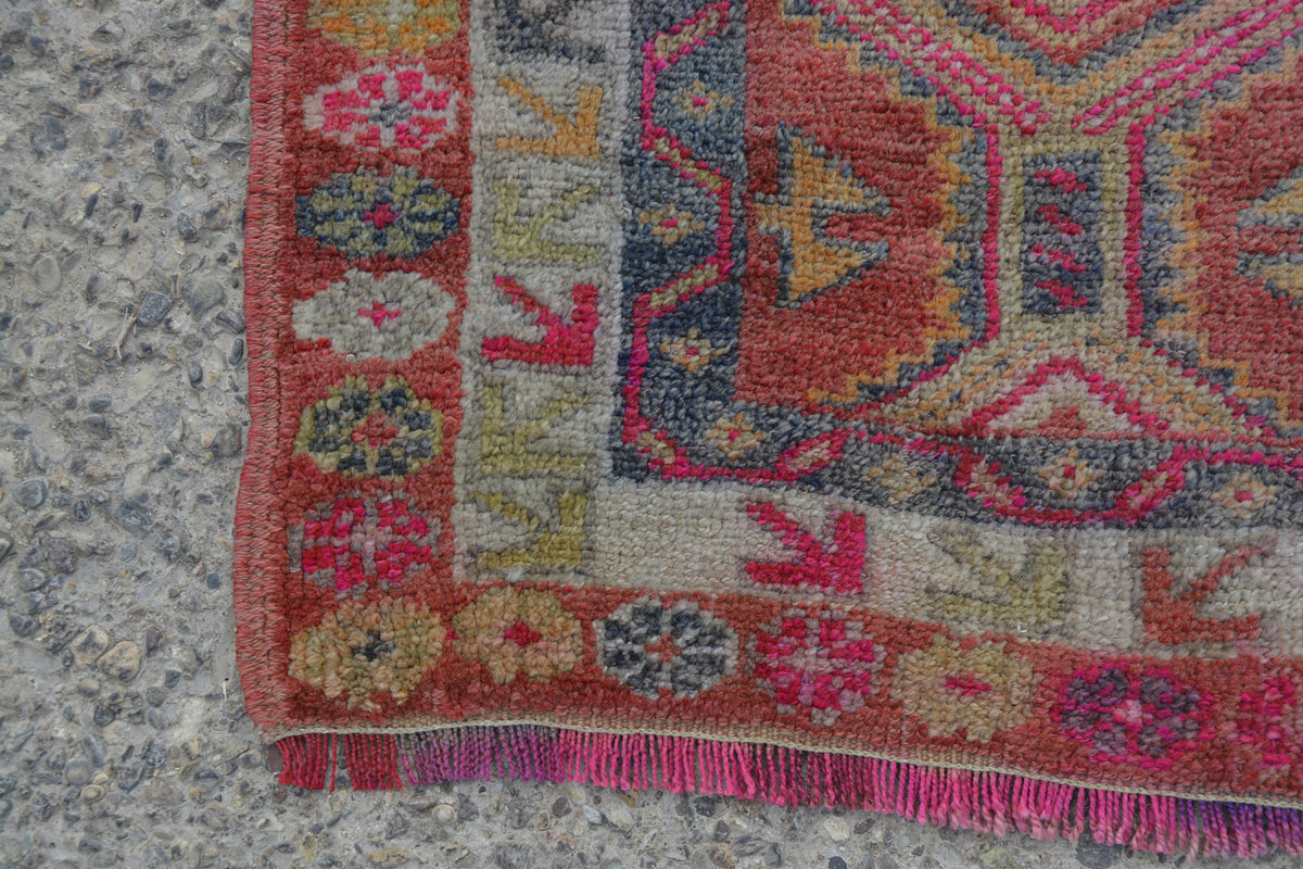 Red Kitchen Runner Anatolian Runner Rug, Pink Persian Kilim Rug, Oriental Turkish Rug, Runner Rugs, Pink Wool Rug,     15.9 x 2.3 Feet LQ425