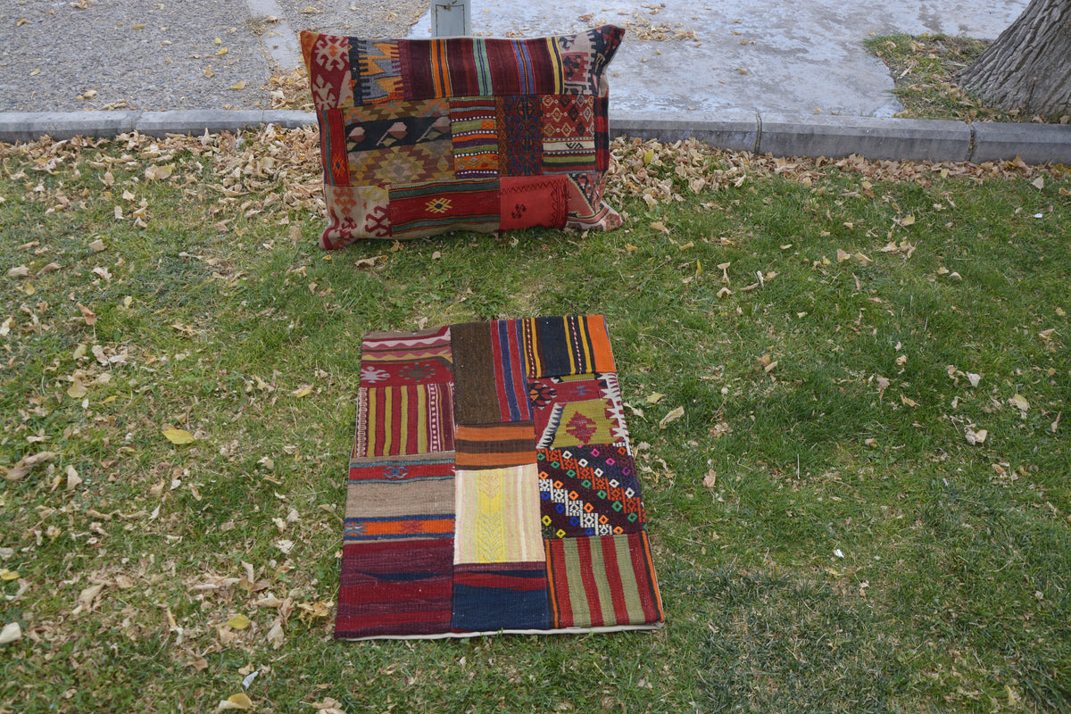 Patchwork Ottoman Pouf, Floor Pouf, Meditation Pouf, Seating Pouf, Morocco Pouf, Soft Small Pouf,        1.9 x 2.9 Feet LQ481