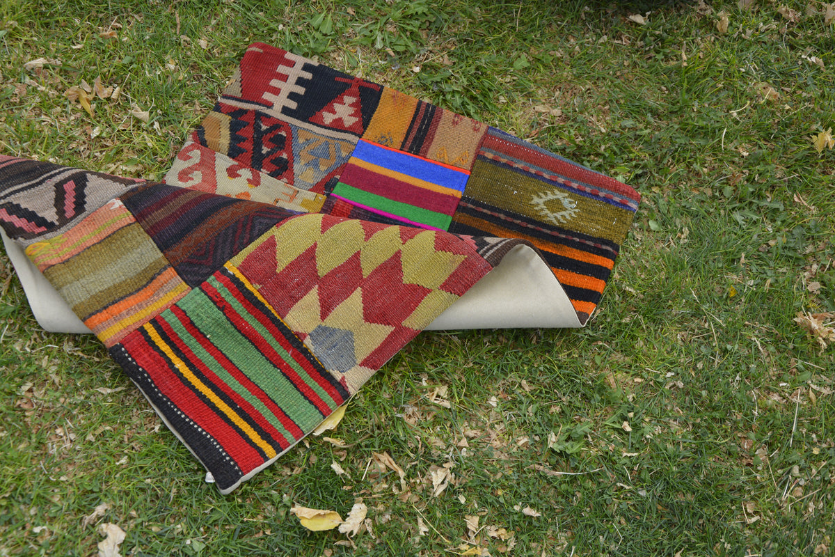 Bohemian Large Cushion Cover, Turkish Oriental Kilim Bag, Old Kilim Tribal Pouf,         1.9 x 2.8 Feet LQ514