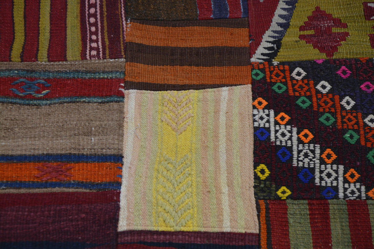 Patchwork Ottoman Pouf, Floor Pouf, Meditation Pouf, Seating Pouf, Morocco Pouf, Soft Small Pouf,        1.9 x 2.9 Feet LQ481